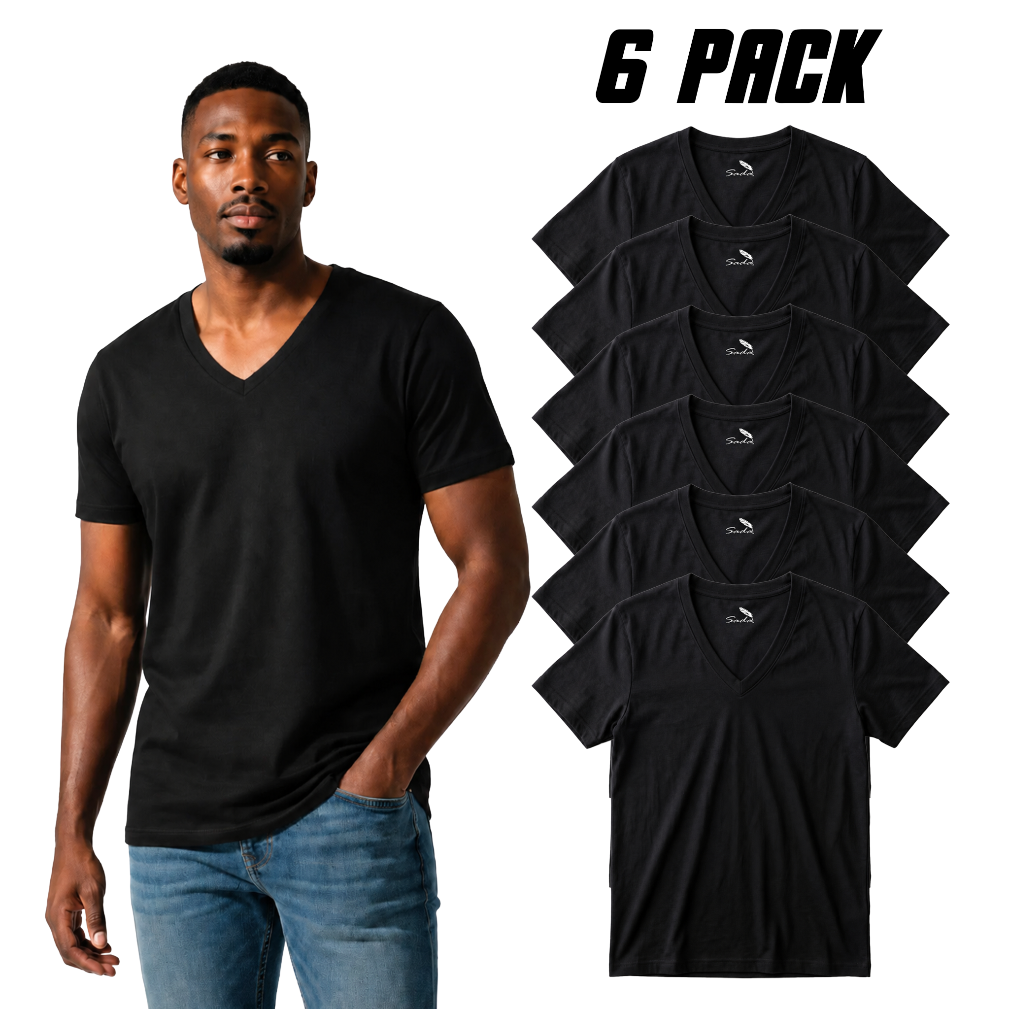 Sada Deep V-Neck T-Shirts (6 Pack)